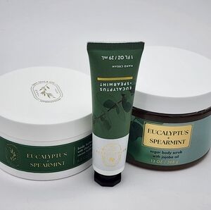 New Bath & Body Works Eucalyptus Spearmint Trio - Scrub, Body Cream, Hand Cream
